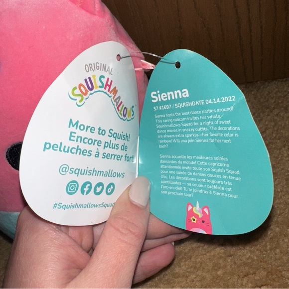 Squishmallows Sienna Pink Caticorn Cat Unicorn Rainbow Belly Mane Star Eye Plush - Picture 5 of 7